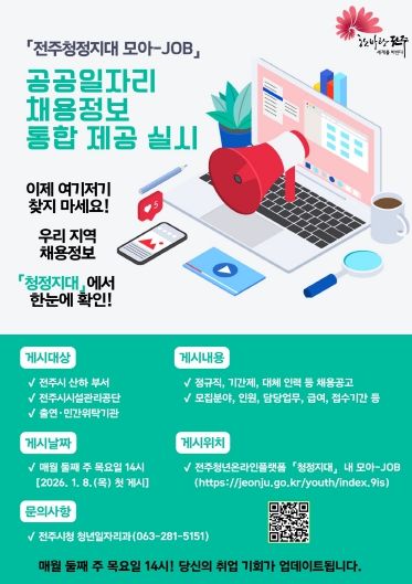 전주시 산하 기관 채용 정보 ‘한눈에!’